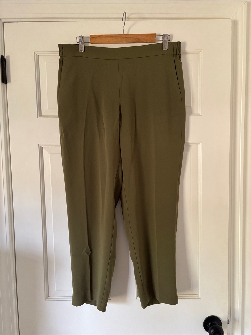 J. Crew Olive Straight-Leg Crepe Pants